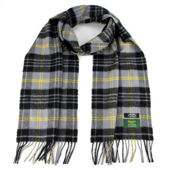 Black yellow grey plaid tartan cashmere scarf