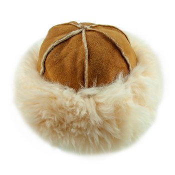 Justina Fluffy Sheepskin Hat Tan Top