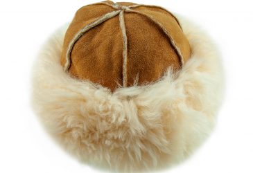 Justina Fluffy Sheepskin Hat Tan Top