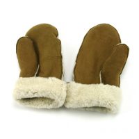 Ladies Whole Piece Tan Sheepskin Mittens