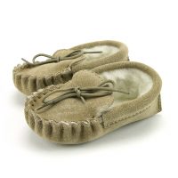 British Made Children's Moccasin Slippers Beige