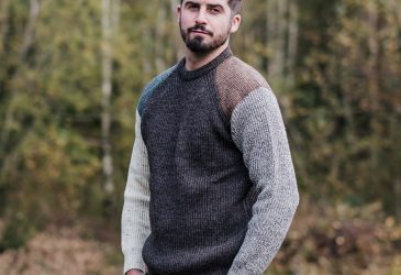 Multi colour tweed patch British Wool jumper