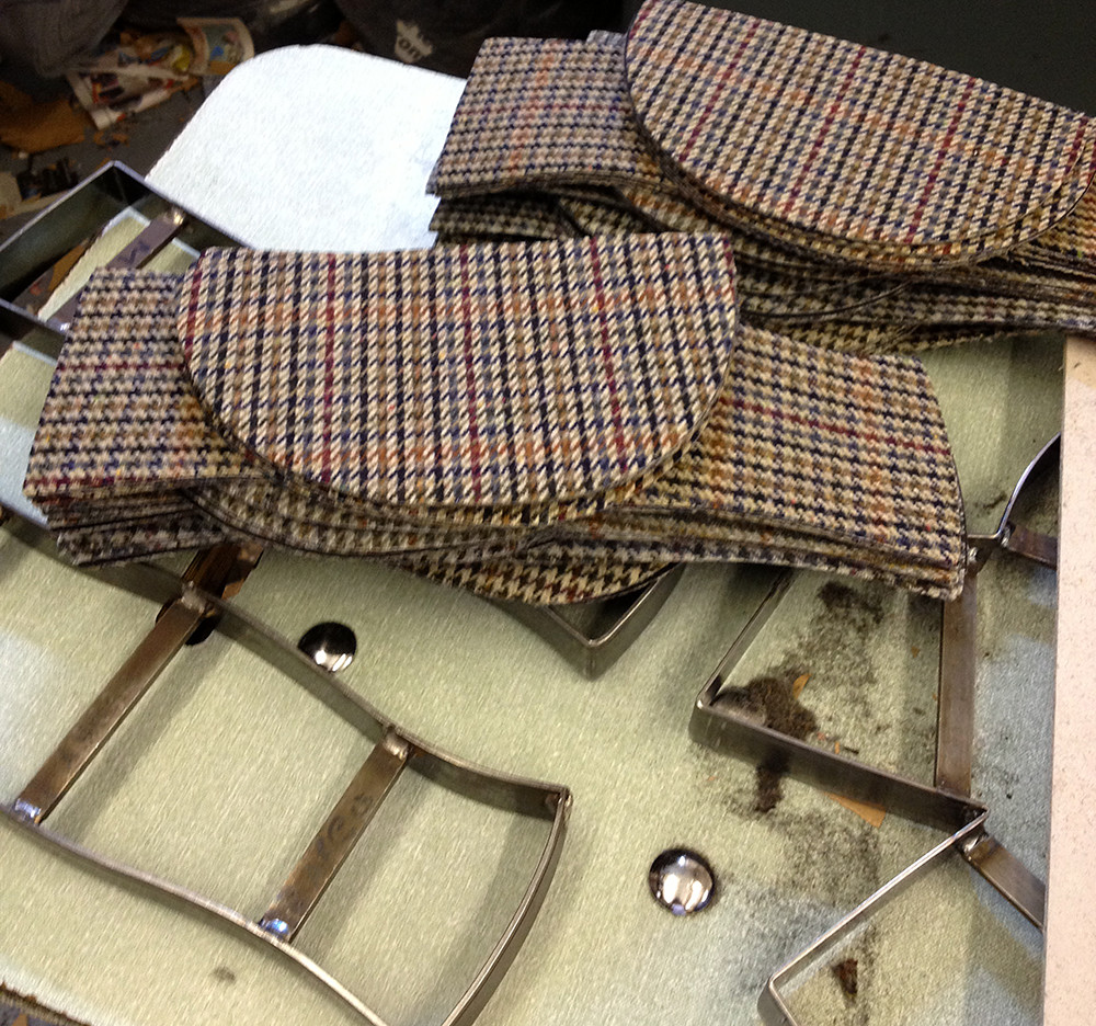 Tweed hats being manufactured