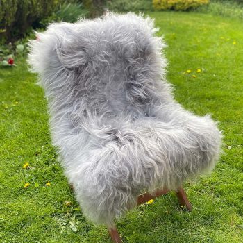 Silver icelandic sheepskin rug on a chair