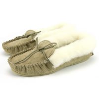 Lambswool Lined Collared Moccasins with Sole