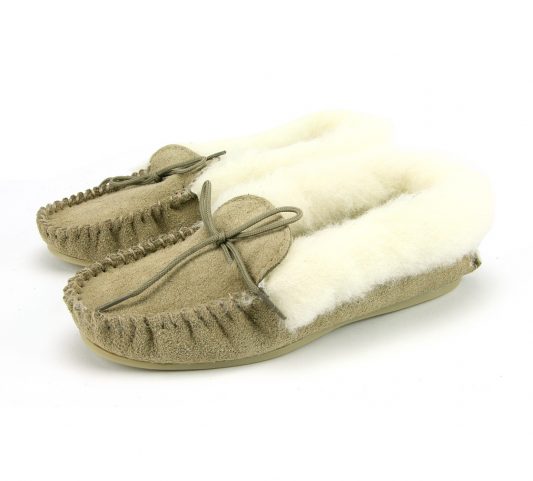 Lambswool Lined Collared Moccasins with Sole