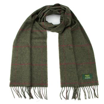 Dark green plaid tartan cashmere scarf