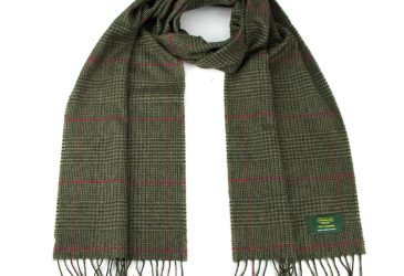 Dark green plaid tartan cashmere scarf