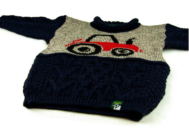 Childrens wool tractor jumper