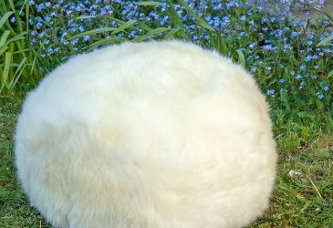 Natural White British Sheepskin Pouffe