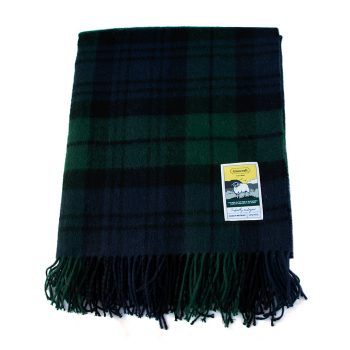 Black Watch Tartan Travel Rug - flat