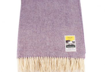 Purple Herringbone Glencroft wool travel rug throw