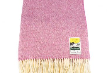 Pink Herringbone Glencroft wool travel rug throw