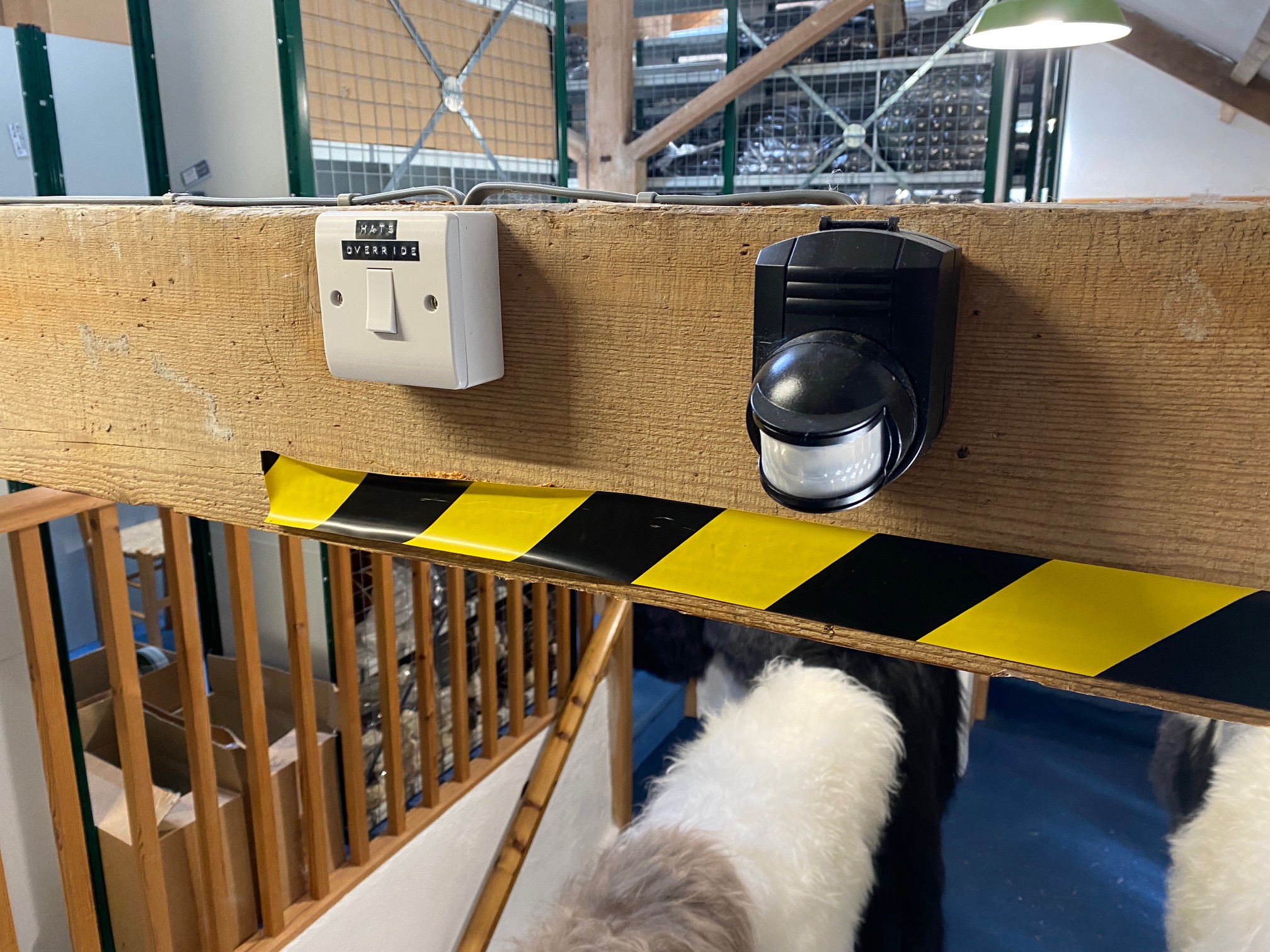Light sensor on wooden beam